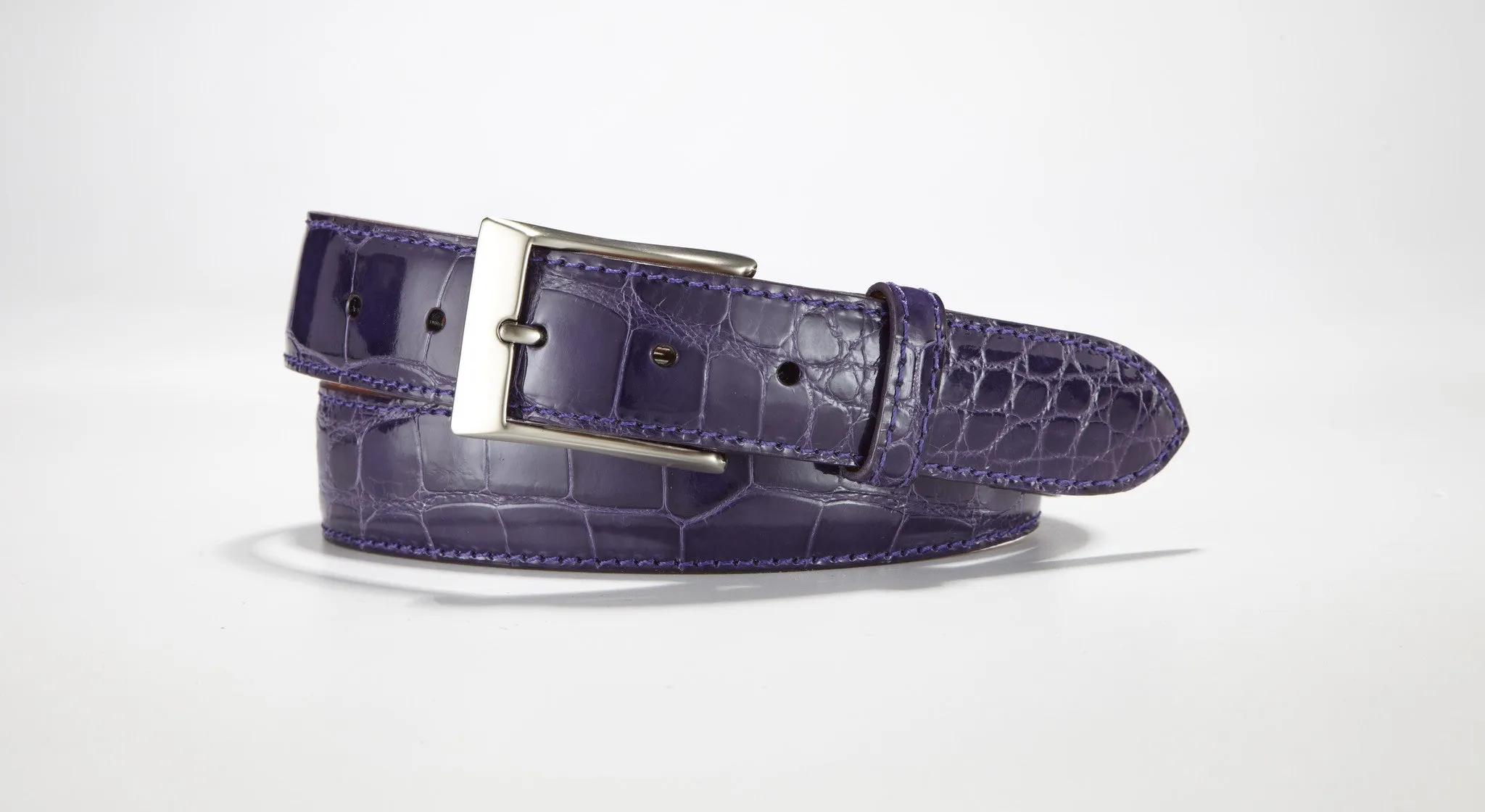 American Alligator Belt - Glossy 1 3/8" - 35mm (Olive)
