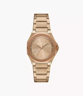 Armani Exchange Three-Hand Beige Gold-Tone Stainless Steel Watch AX4616