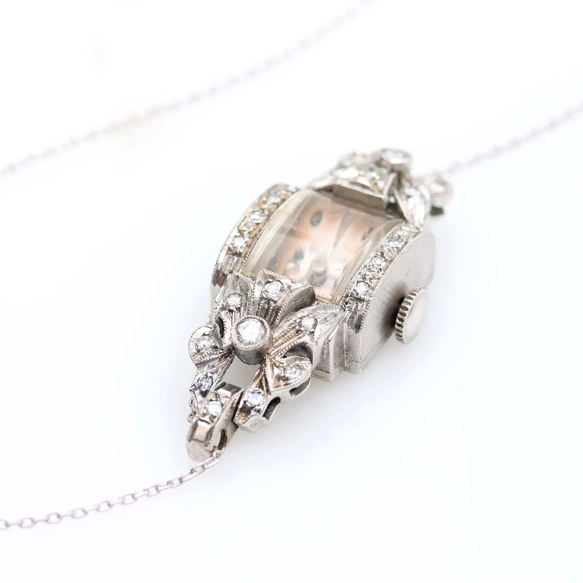 Art Déco Gold and Diamond Pendant Watch #VW240202
