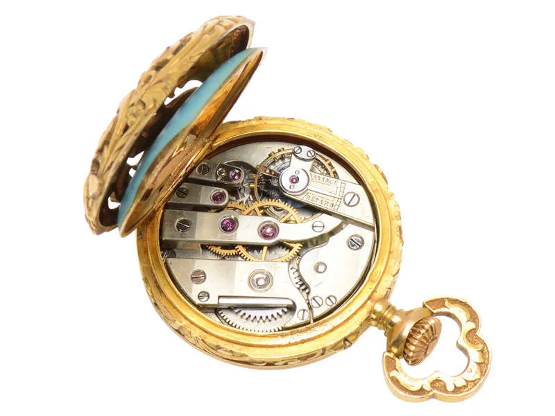 Art Nouveau Enamel Floral Golay, Fils & Stahl Watch
