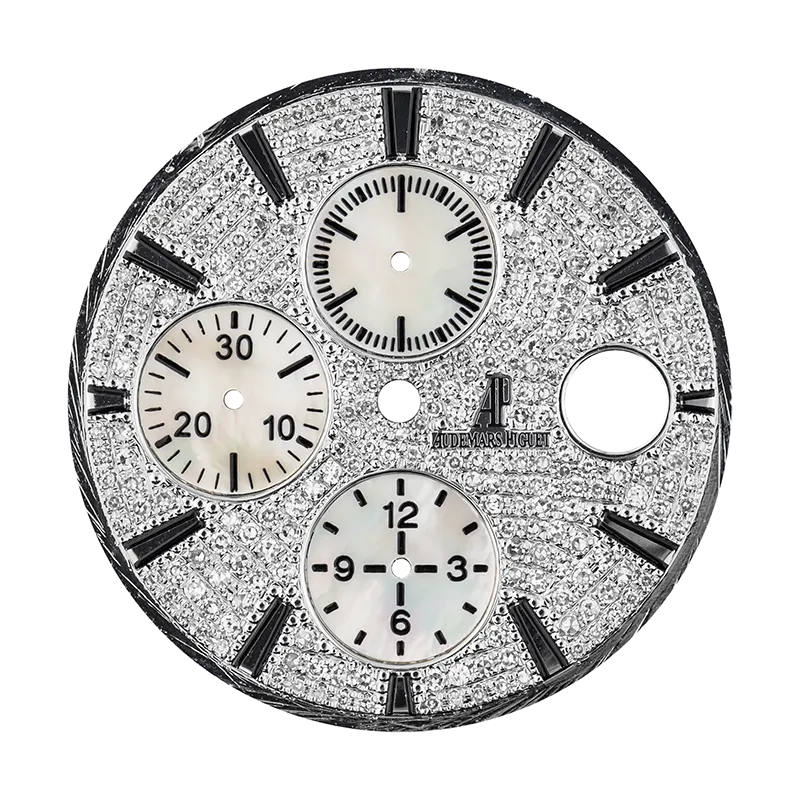 Audemars Piguet 44mm Diamond Pave Mother of Pearl Subdials Custom Dial