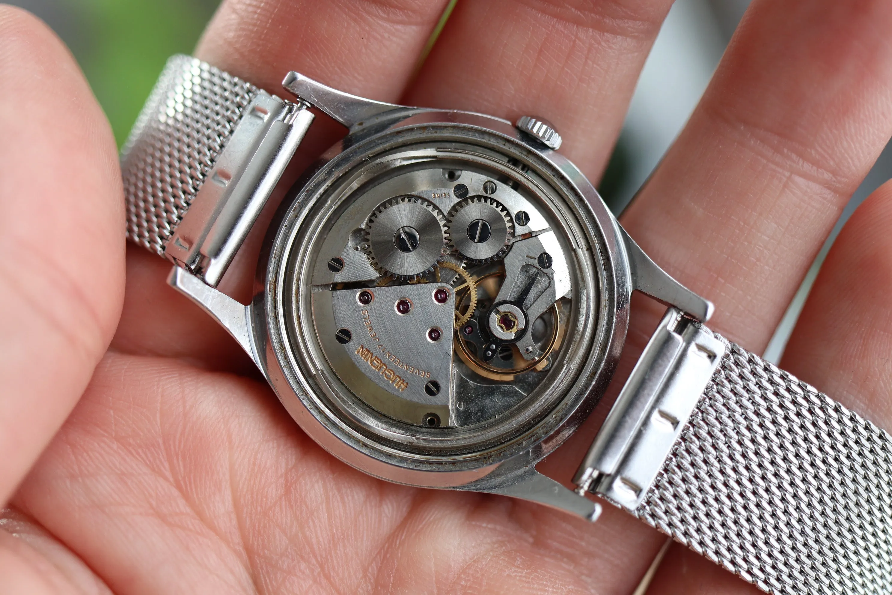 Beautiful tropical Huguenin 17j Manual watch Working well