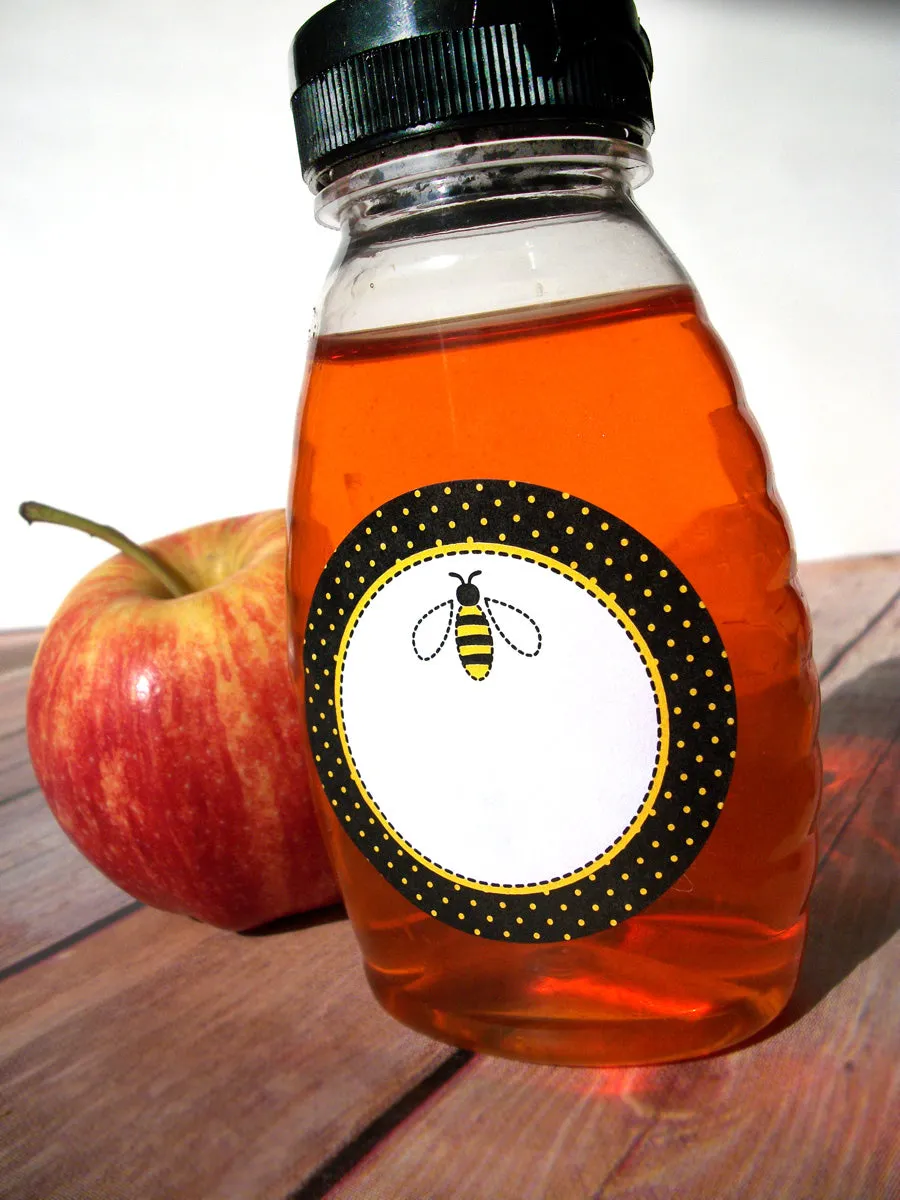 Black Dot Honey Bee Canning Labels
