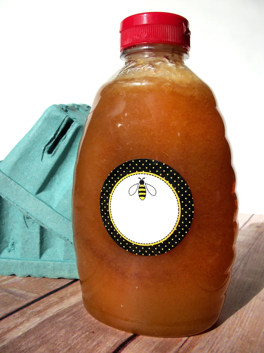 Black Dot Honey Bee Canning Labels