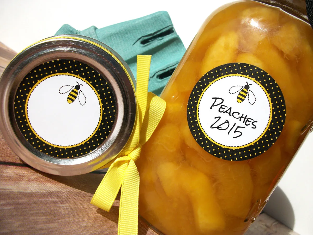 Black Dot Honey Bee Canning Labels
