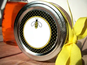 Black Dot Honey Bee Canning Labels
