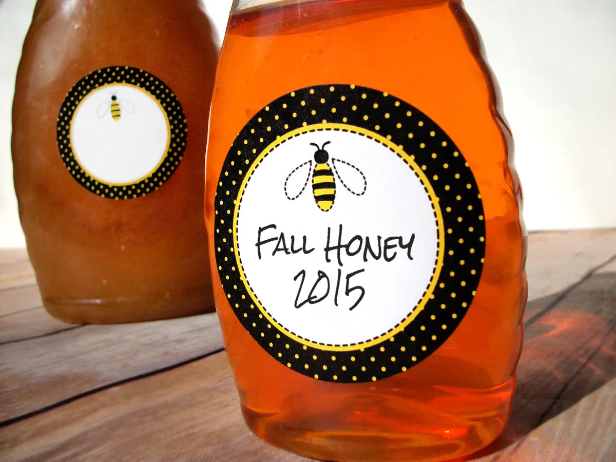 Black Dot Honey Bee Canning Labels