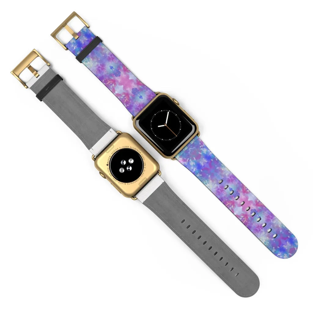 Blue Pink Aqua Apple iWatch Replacement Strap Vegan Leather (FWS)