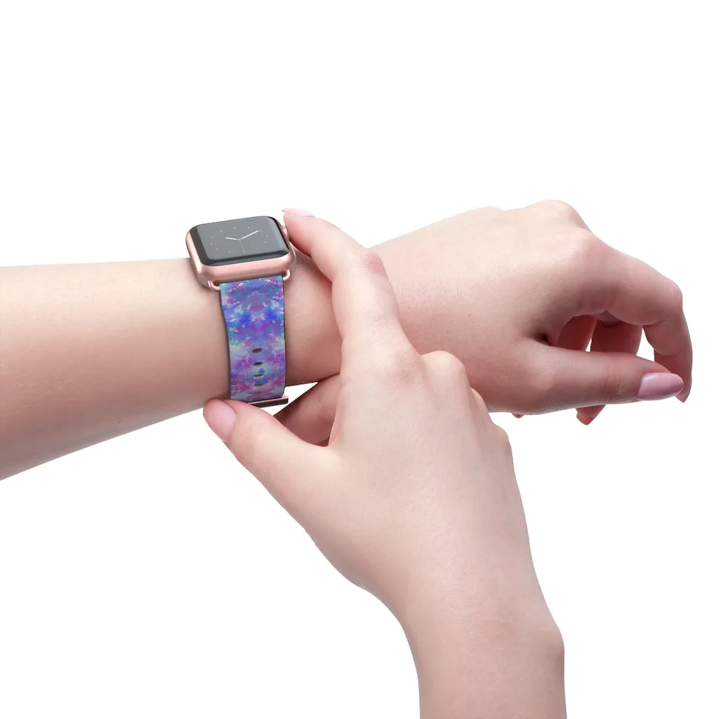 Blue Pink Aqua Apple iWatch Replacement Strap Vegan Leather (FWS)