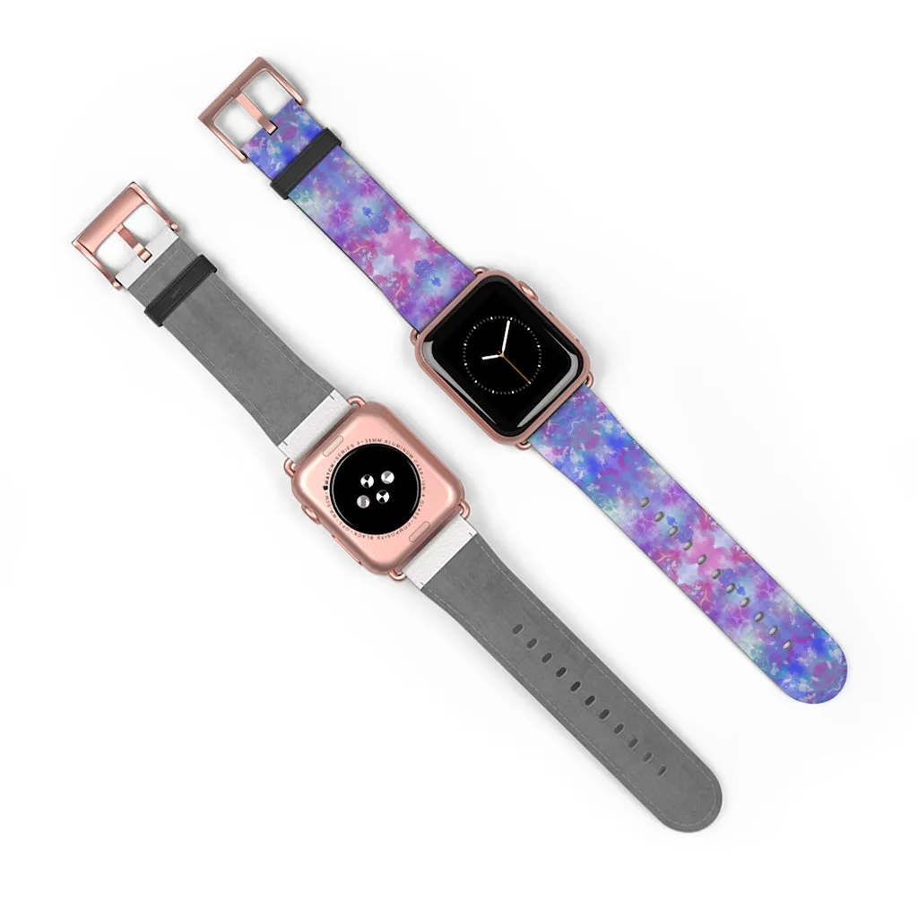 Blue Pink Aqua Apple iWatch Replacement Strap Vegan Leather (FWS)