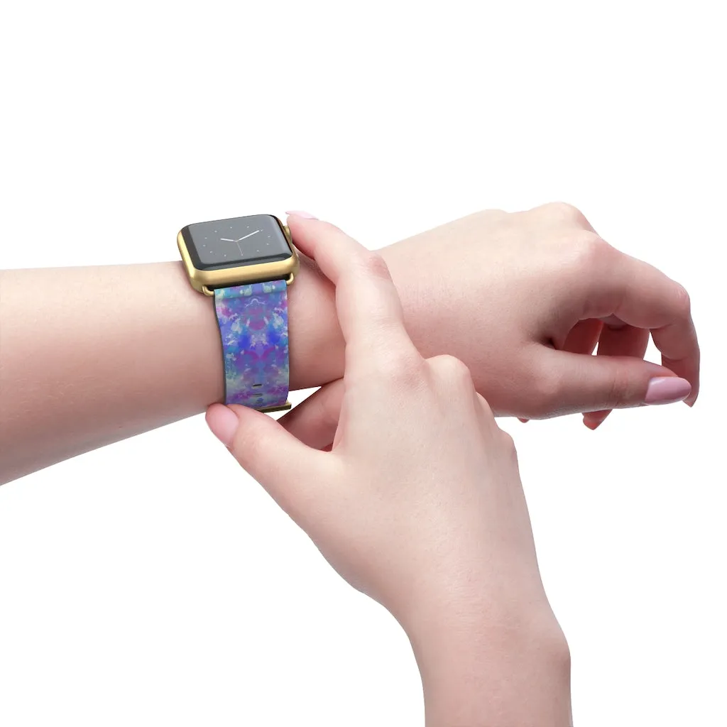 Blue Pink Aqua Apple iWatch Replacement Strap Vegan Leather (FWS)