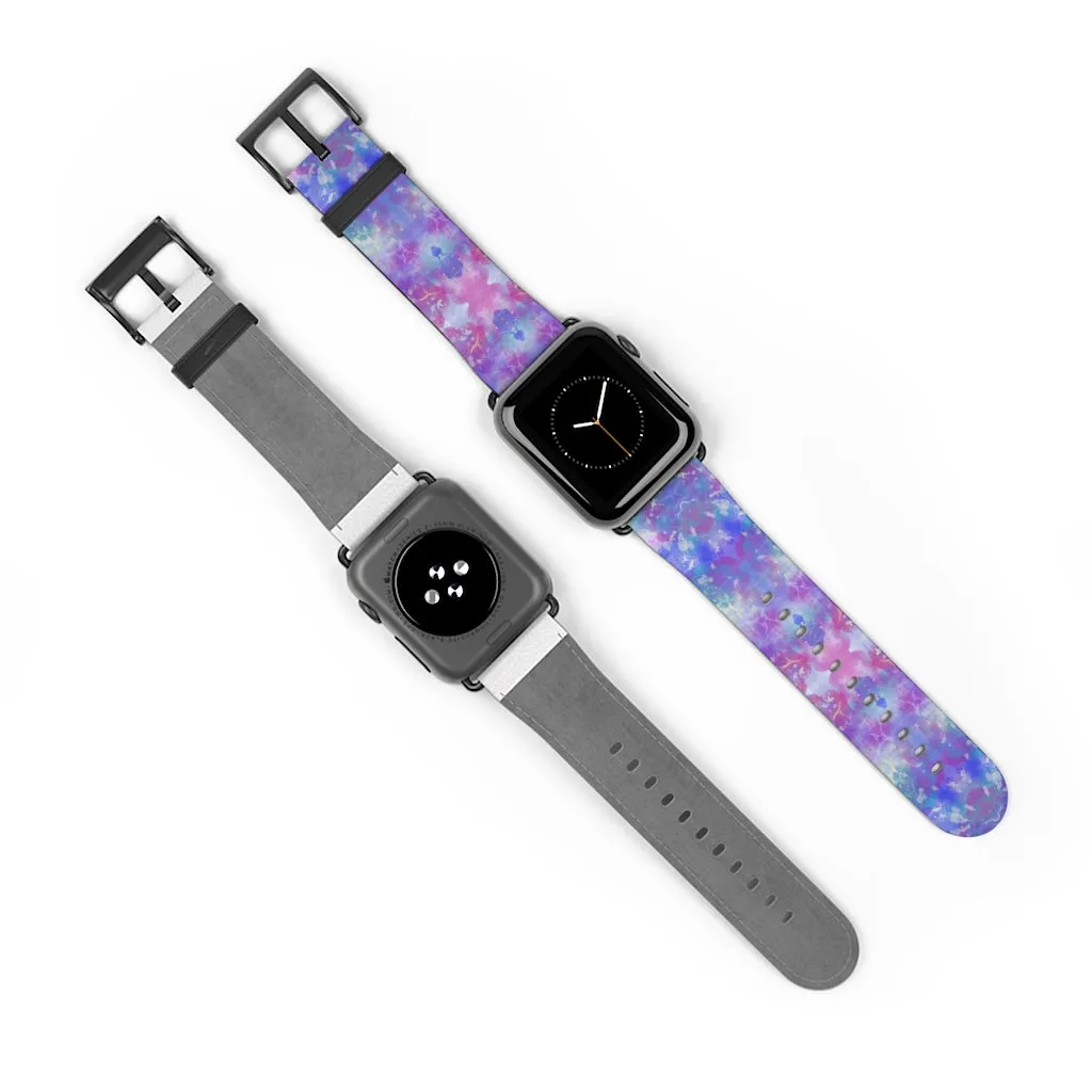 Blue Pink Aqua Apple iWatch Replacement Strap Vegan Leather (FWS)