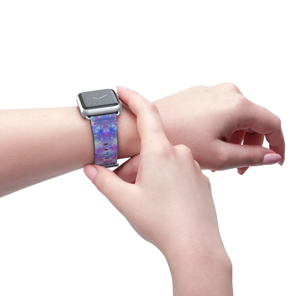 Blue Pink Aqua Apple iWatch Replacement Strap Vegan Leather (FWS)