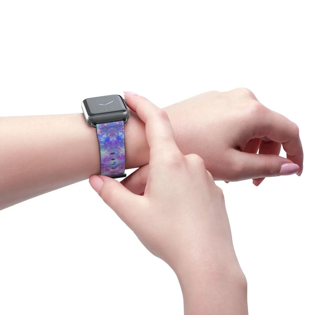 Blue Pink Aqua Apple iWatch Replacement Strap Vegan Leather (FWS)
