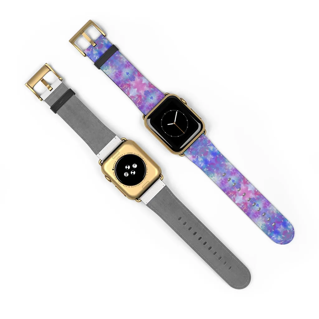 Blue Pink Aqua Apple iWatch Replacement Strap Vegan Leather (FWS)