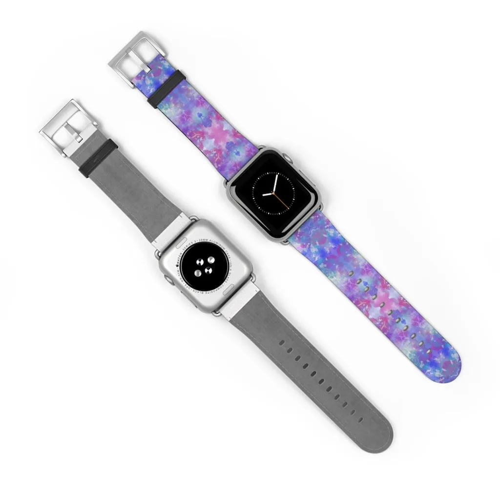 Blue Pink Aqua Apple iWatch Replacement Strap Vegan Leather (FWS)