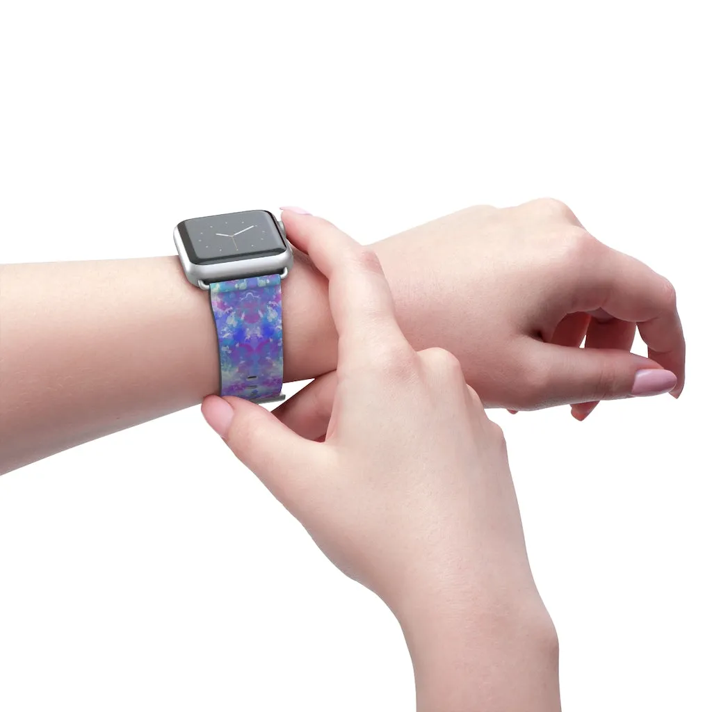Blue Pink Aqua Apple iWatch Replacement Strap Vegan Leather (FWS)