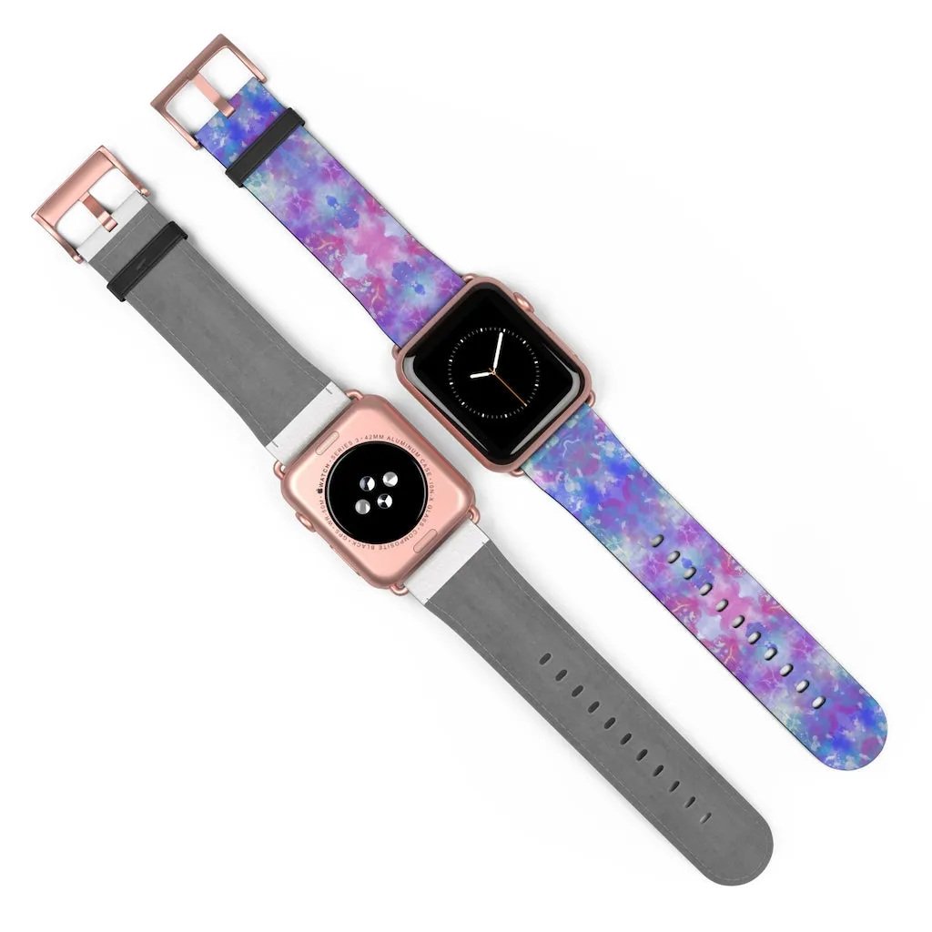 Blue Pink Aqua Apple iWatch Replacement Strap Vegan Leather (FWS)