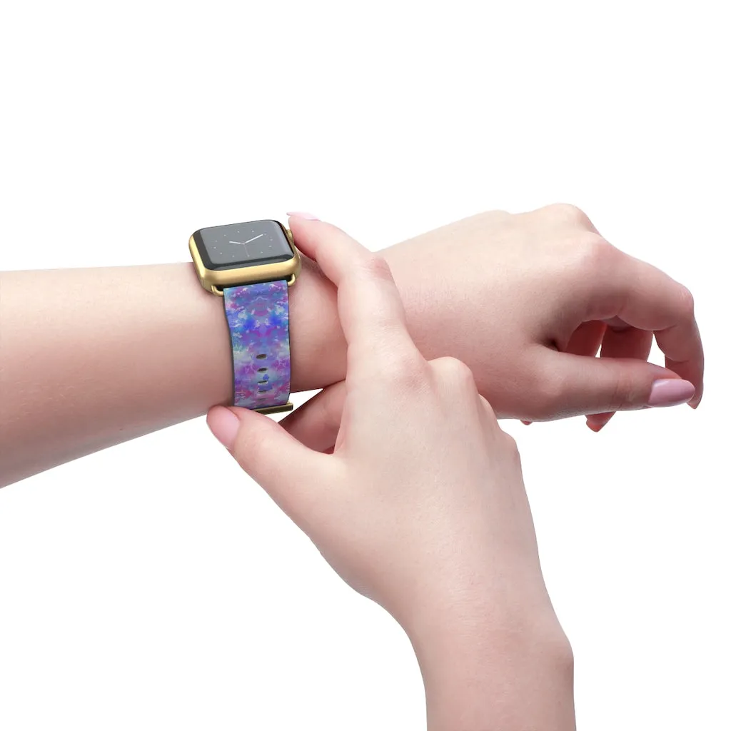 Blue Pink Aqua Apple iWatch Replacement Strap Vegan Leather (FWS)