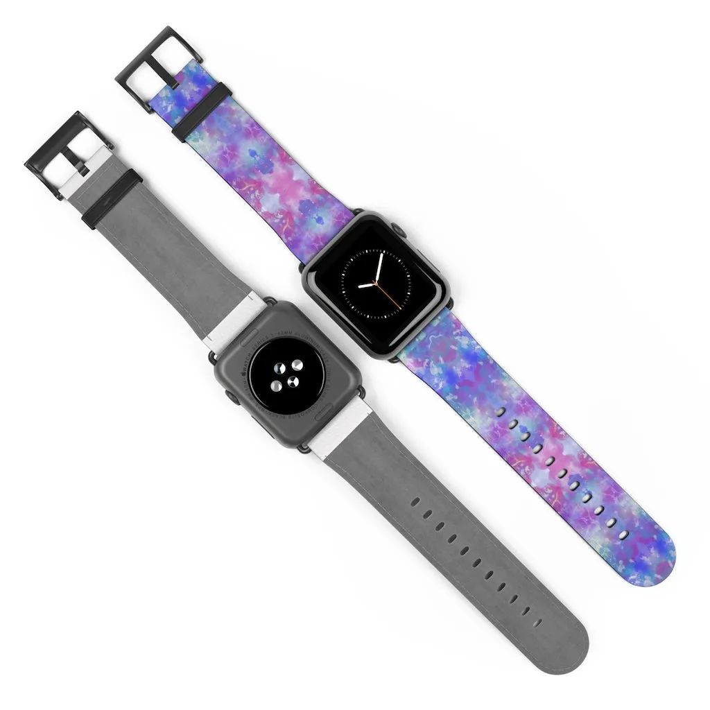Blue Pink Aqua Apple iWatch Replacement Strap Vegan Leather (FWS)