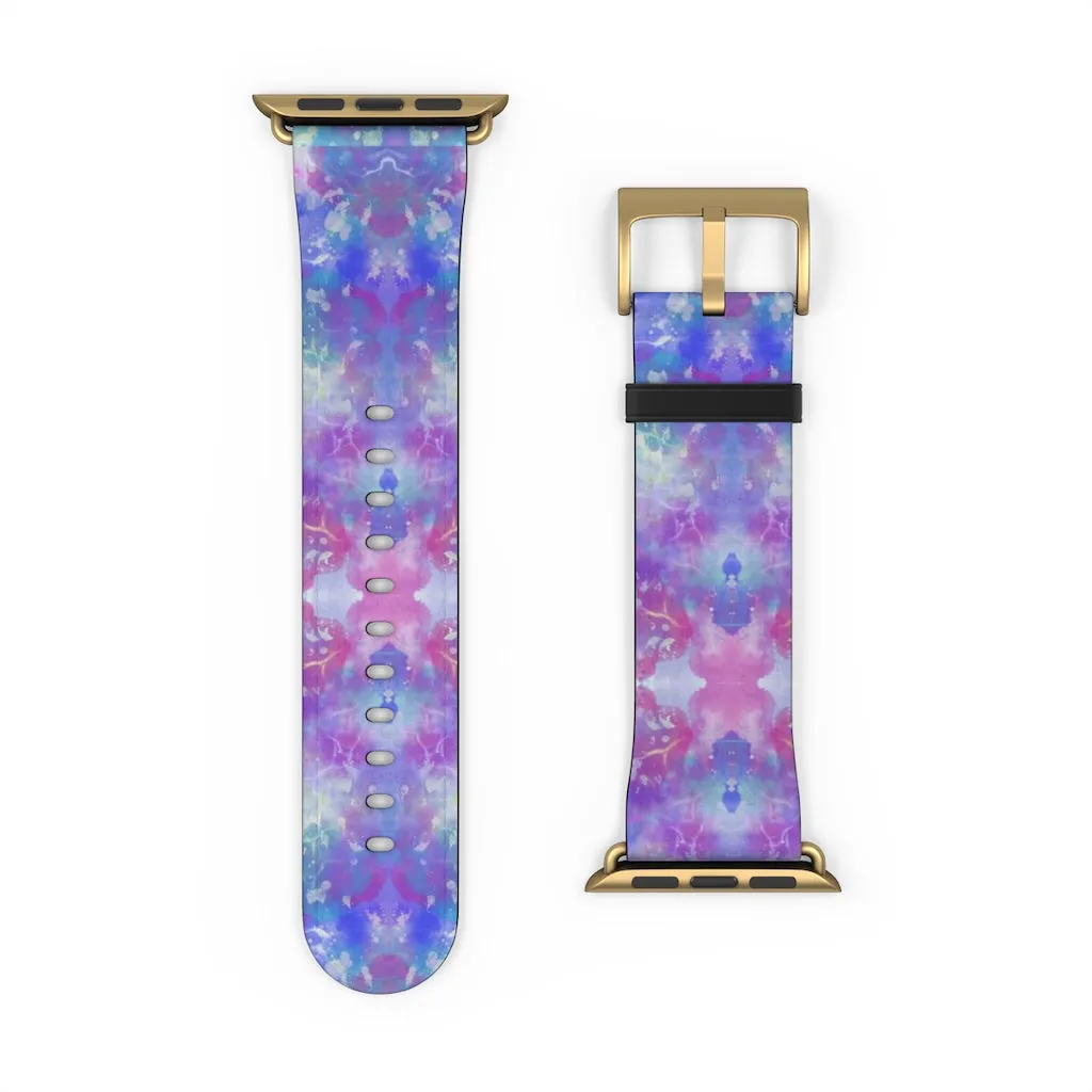 Blue Pink Aqua Apple iWatch Replacement Strap Vegan Leather (FWS)