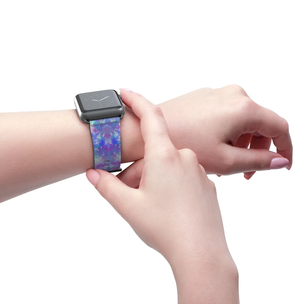 Blue Pink Aqua Apple iWatch Replacement Strap Vegan Leather (FWS)