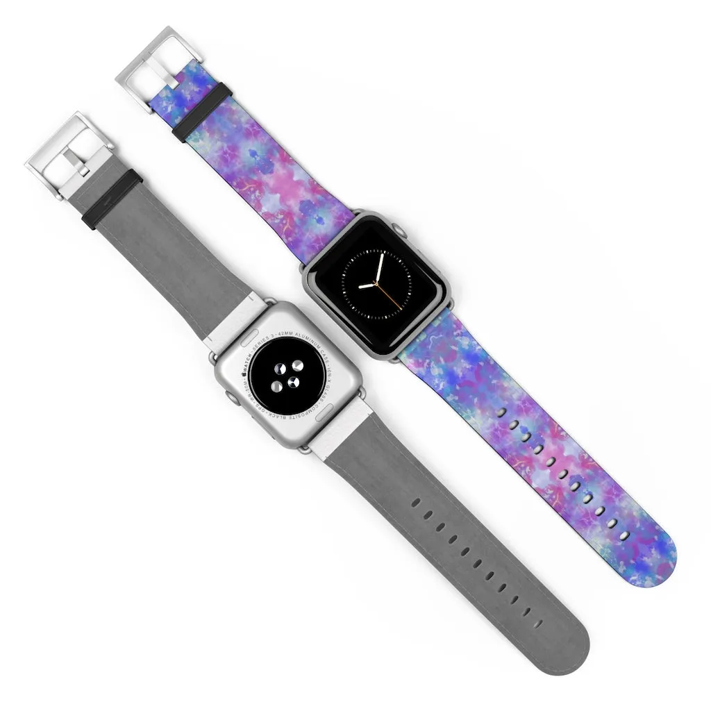 Blue Pink Aqua Apple iWatch Replacement Strap Vegan Leather (FWS)