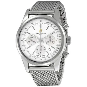 Breitling Transocean Silver Dial Chronograph Men's Watch AB015112-G715SS AB015112/G715SS