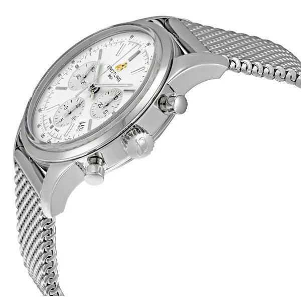 Breitling Transocean Silver Dial Chronograph Men's Watch AB015112-G715SS AB015112/G715SS