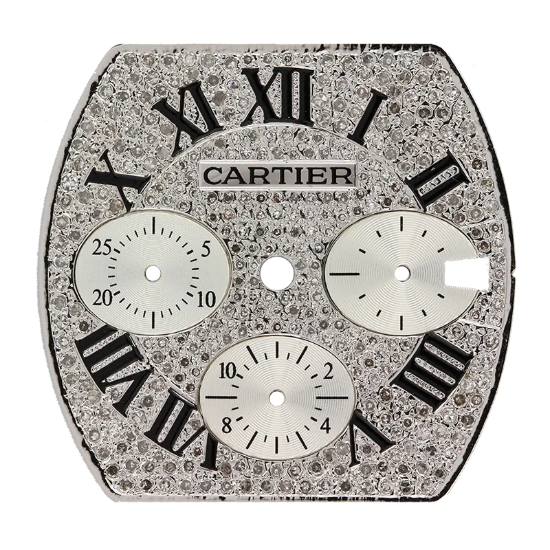 Cartier Roadster Chronograph XL Diamond Pavé Custom Dial