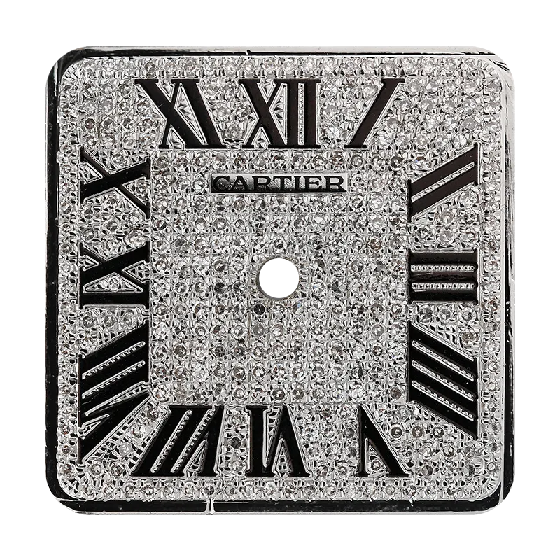 Cartier Santos 100 Large Diamond Pavé/Black Roman Numerals Custom Dial