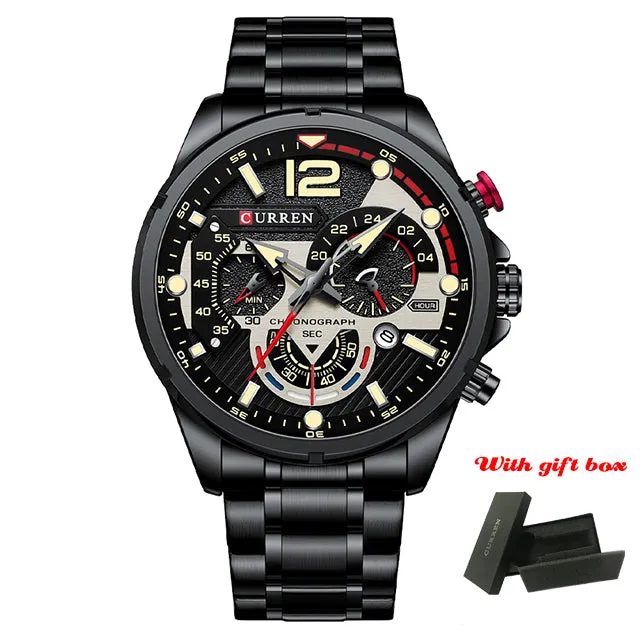 Casual Business Chronograph Waterproof Stainless Steel Quartz Men Watches