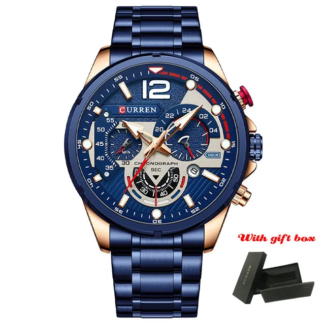 Casual Business Chronograph Waterproof Stainless Steel Quartz Men Watches