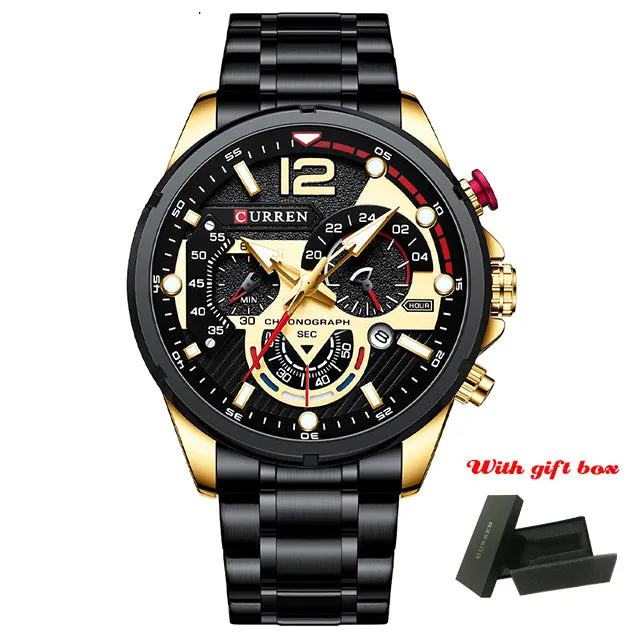 Casual Business Chronograph Waterproof Stainless Steel Quartz Men Watches