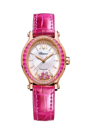 Chopard Happy Sport Oval Ethical Rose Gold  & Diamonds and Pink Sapphires Ladies Watch