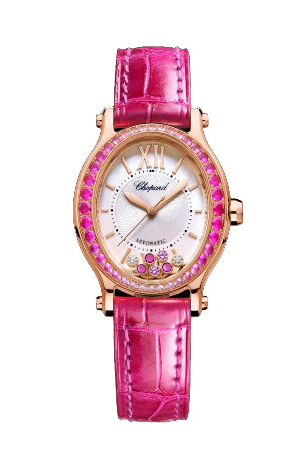 Chopard Happy Sport Oval Ethical Rose Gold  & Diamonds and Pink Sapphires Ladies Watch