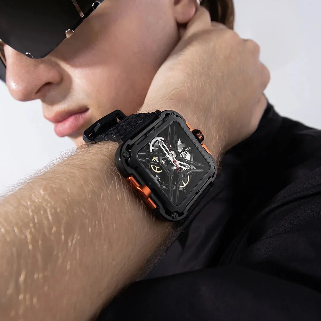 CIGA Design Mechanical Skelton Watch Series X Gorilla Black Orange
