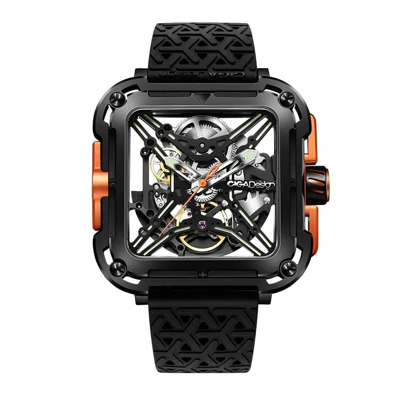 CIGA Design Mechanical Skelton Watch Series X Gorilla Black Orange