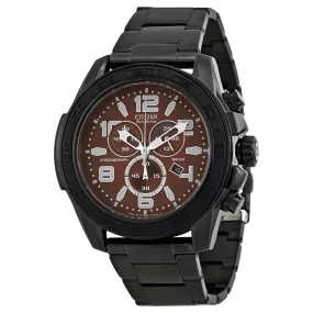 Citizen Drive Brown Dial Chronograph Black IP Stainless Steel Men's Watch AT2275-56X
