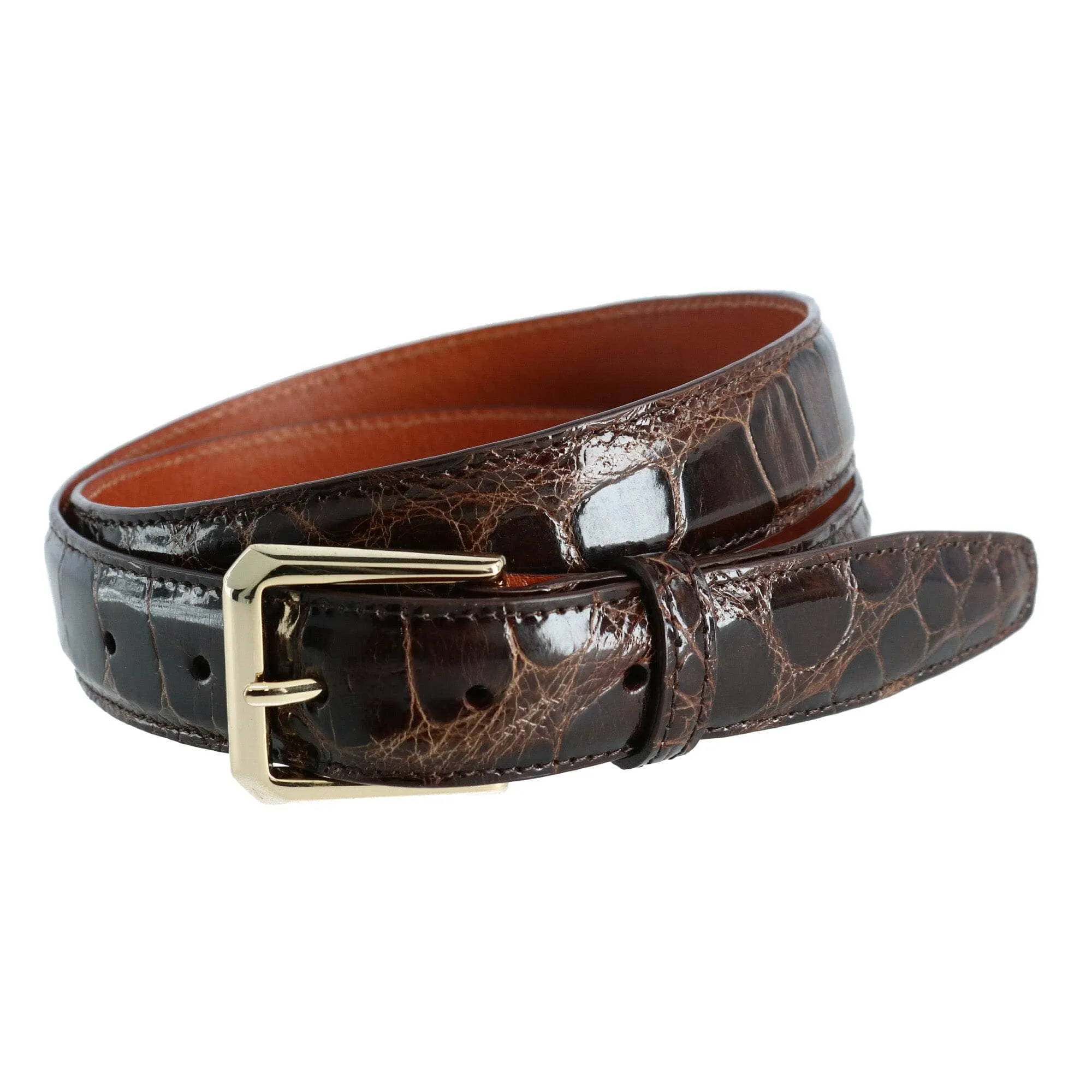 Classic 30MM Genuine Glazed Alligator Belt