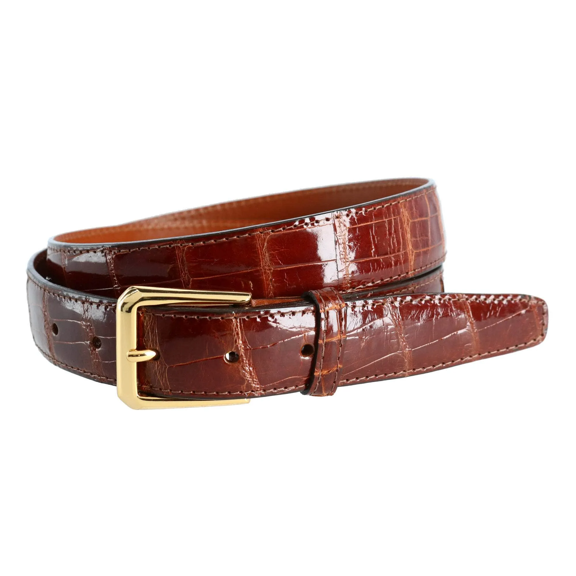 Classic 30MM Genuine Glazed Alligator Belt