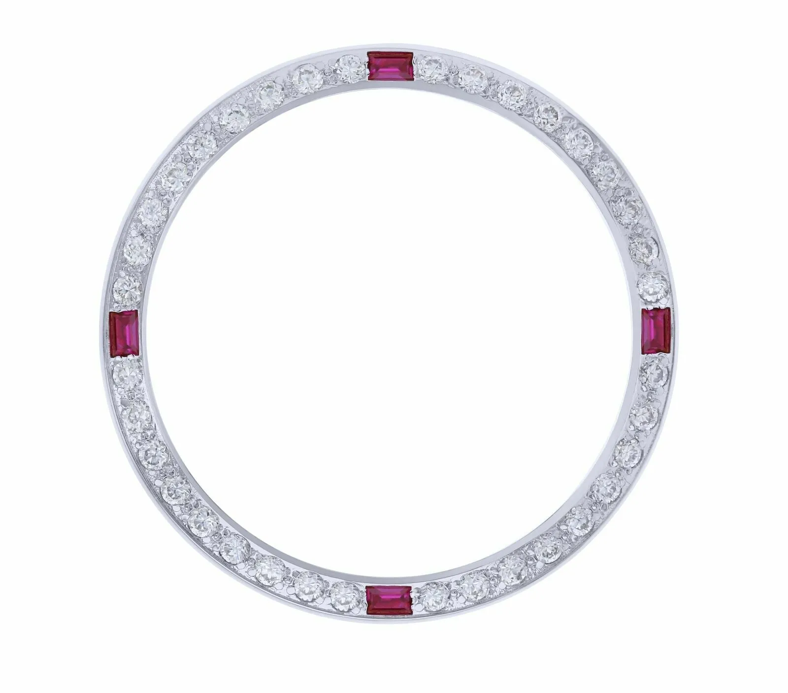 CREATED RUBY DIAMOND BEZEL FOR 36MM ROLEX TUDOR OYSTER PRINCE DAY DATE WHITE