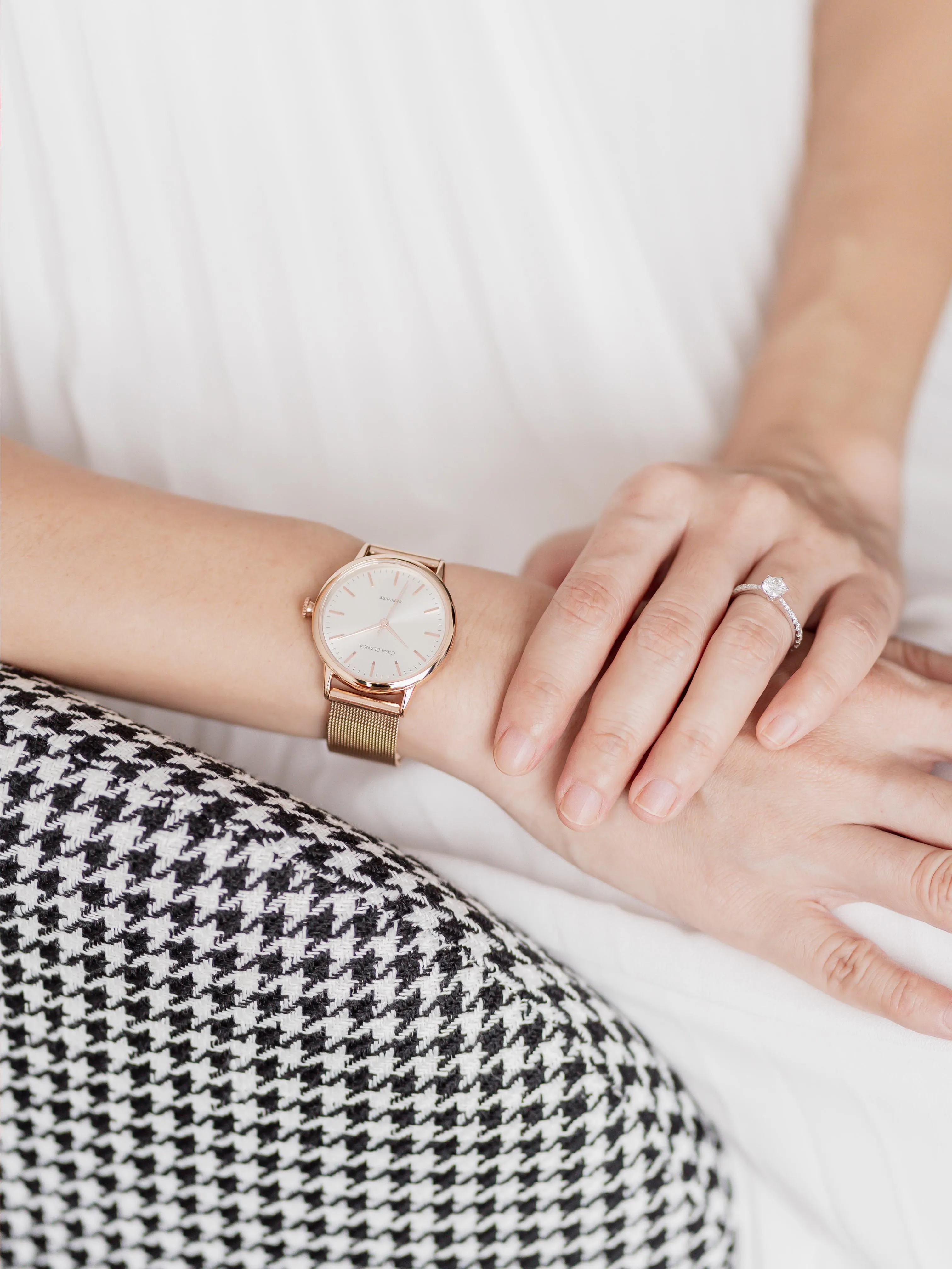 Crystal Rose Gold Watch | Rose Gold Mesh Strap