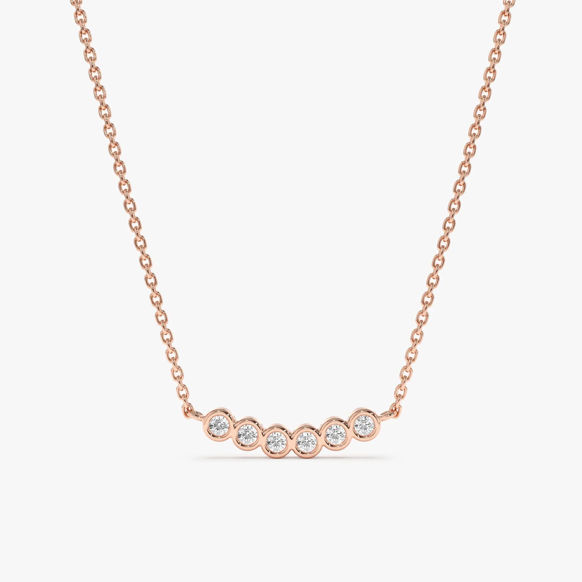 Curved Bubble Bar Diamond Necklace, Camila