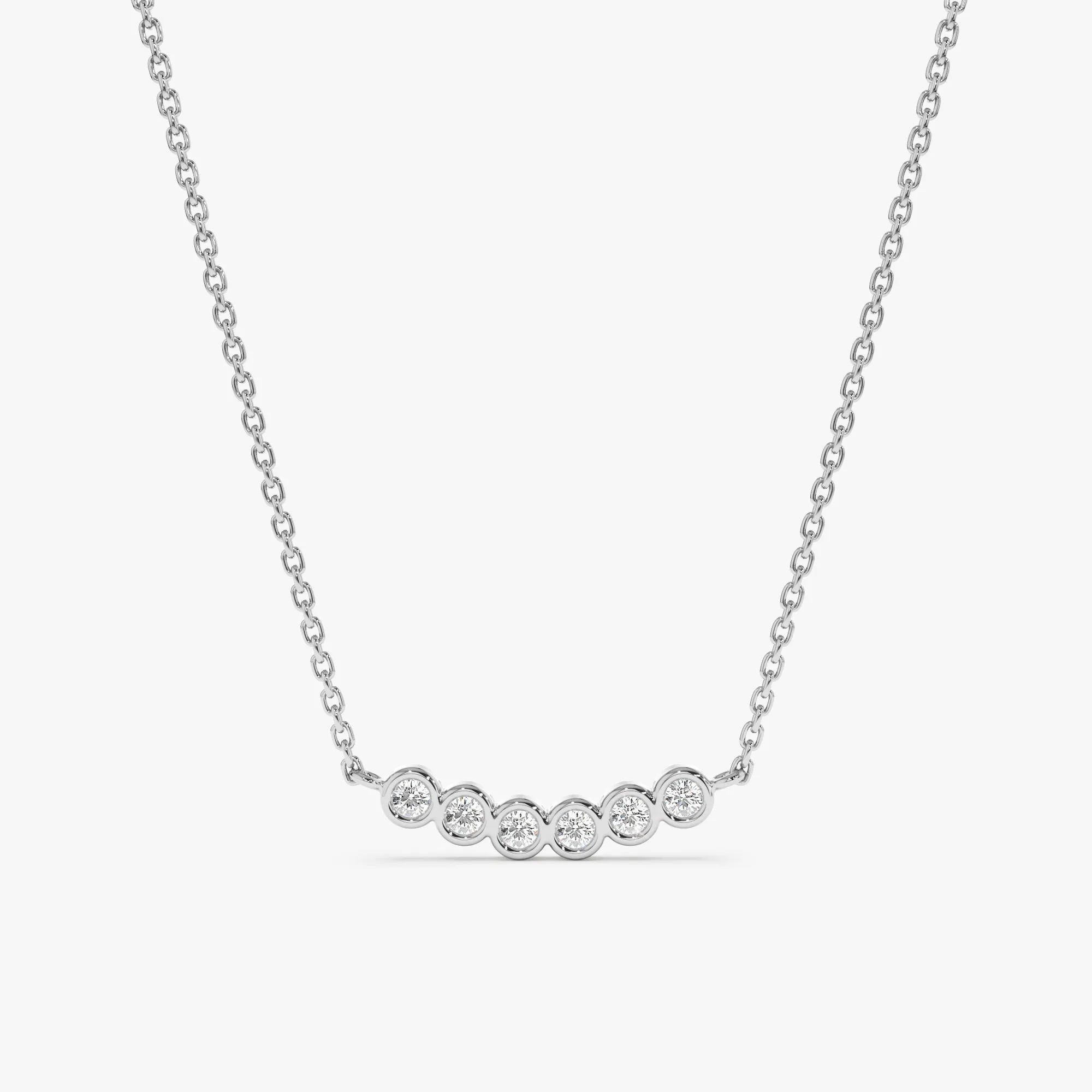 Curved Bubble Bar Diamond Necklace, Camila