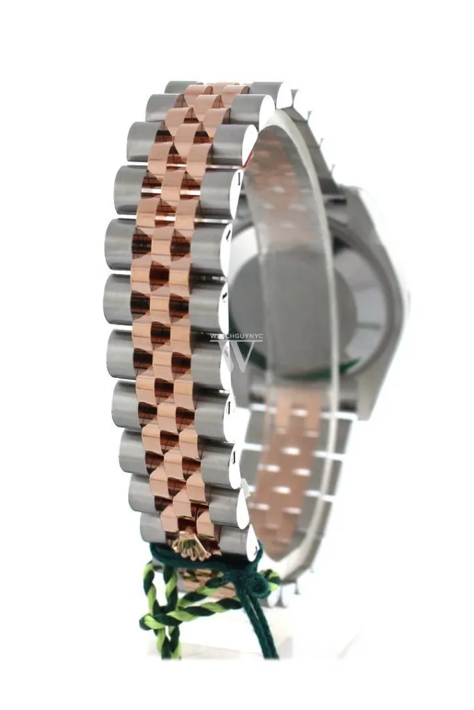 Custom Diamond Bezel Rolex Datejust 31 Black Diamond Dial 18K Rose Gold Two Tone Jubilee Ladies Watch 178241 Pre-owned
