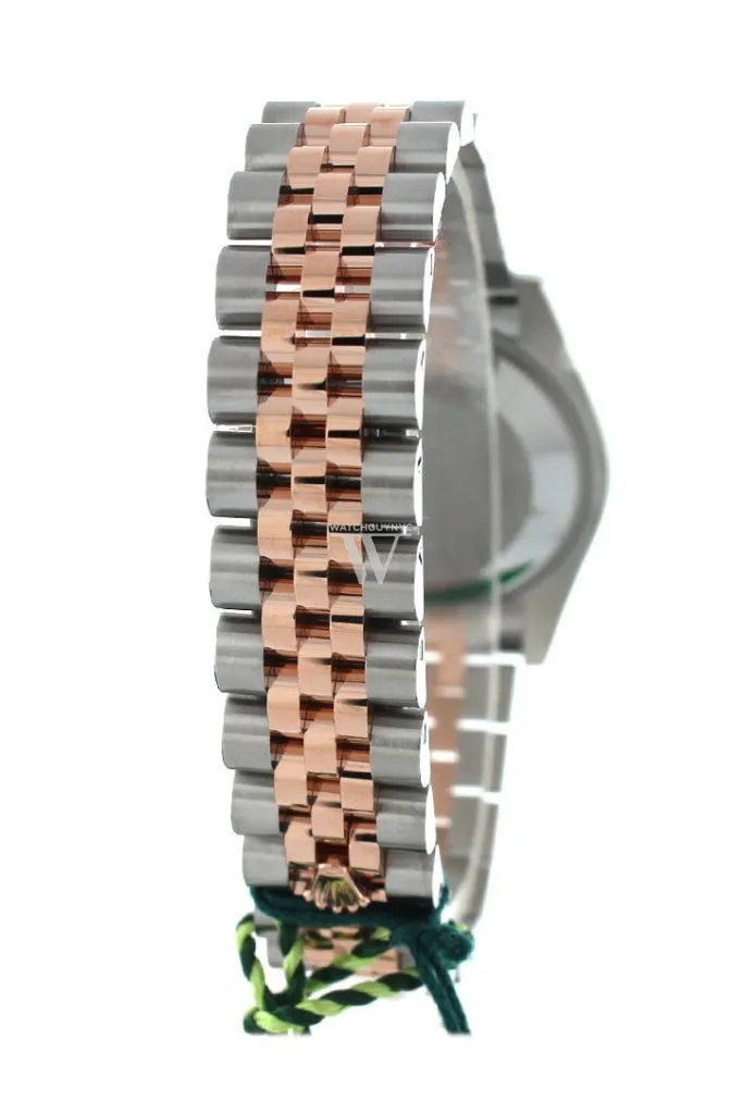 Custom Diamond Bezel Rolex Datejust 31 Black Diamond Dial 18K Rose Gold Two Tone Jubilee Ladies Watch 178241 Pre-owned