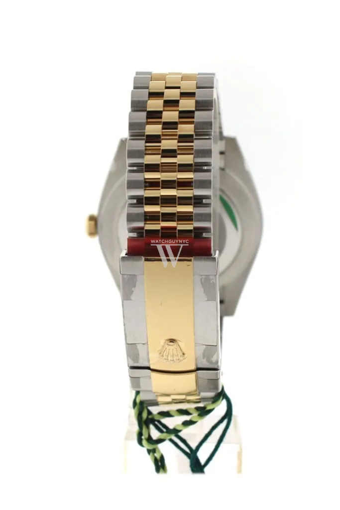 Custom Diamond Bezel Rolex Datejust 31 Black Mother of Pearl Diamonds Dial 18K Gold Jubilee Watch 178243 Pre-owned