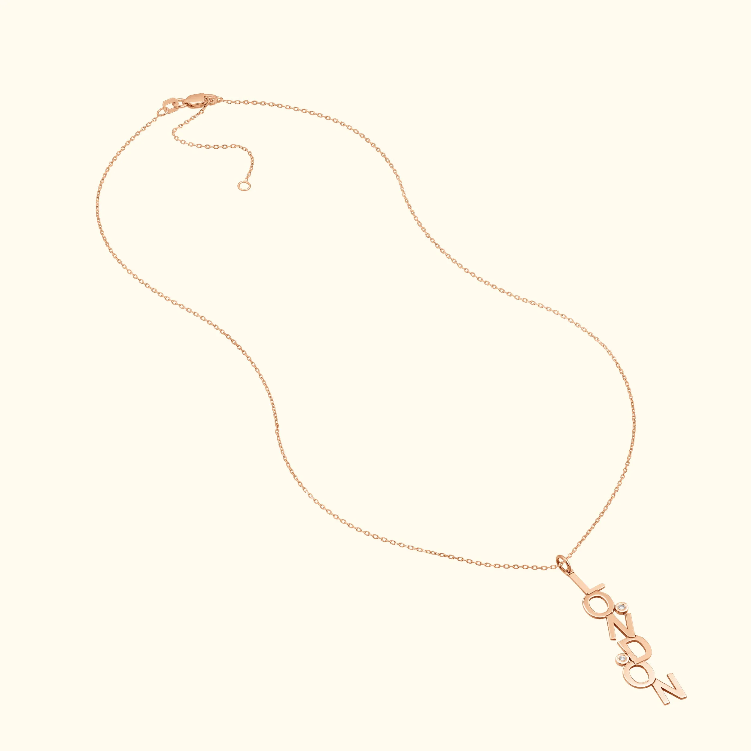 Dancing Block Letters Diamond Bezel Necklace