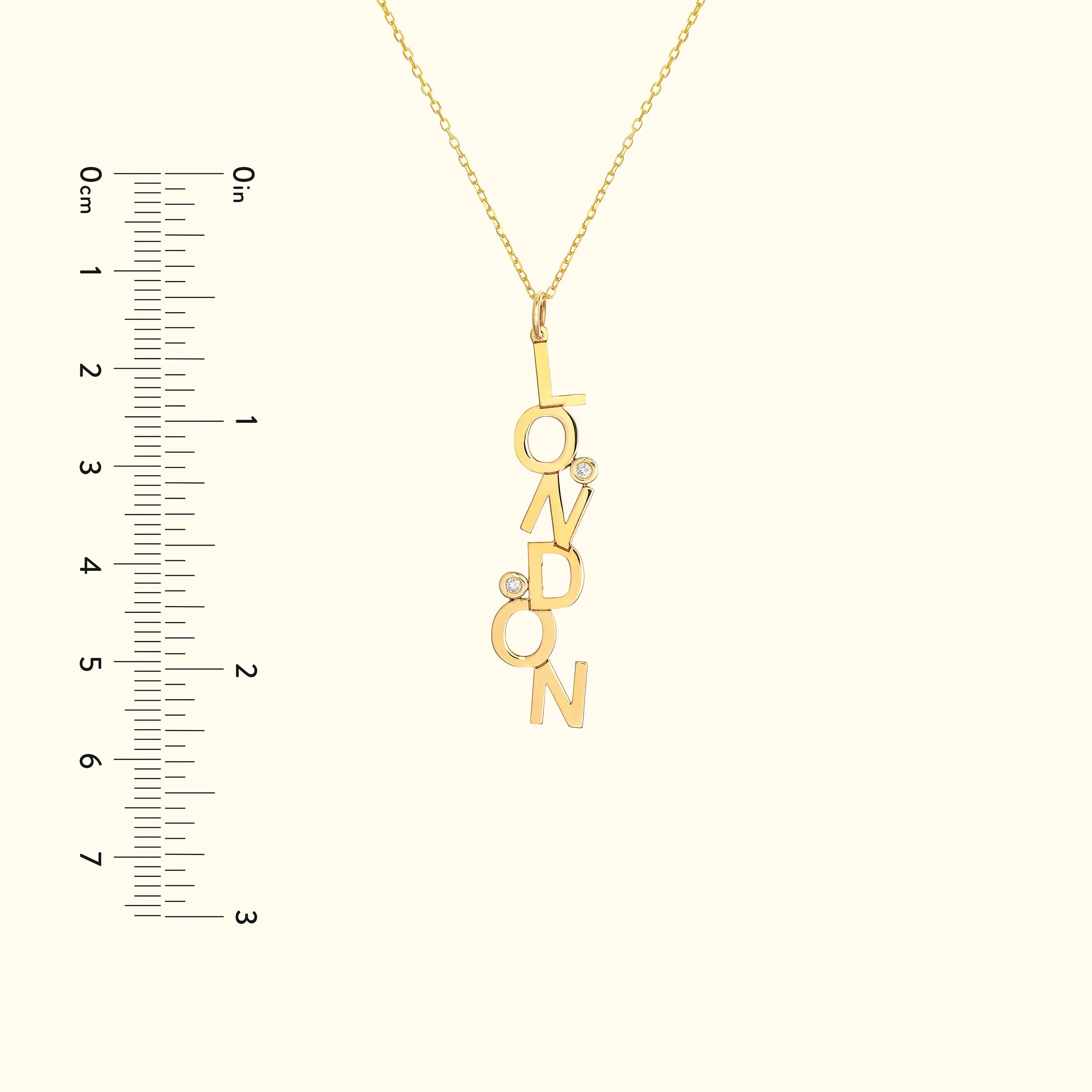 Dancing Block Letters Diamond Bezel Necklace
